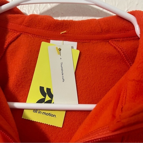 All In Motion Boys XS Micro-fleece Hoodie Thumbhole Cuffs Orange Quarter Zip NWT - Picture 3 of 9